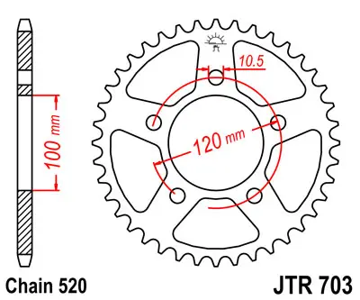 Víkendová Akce JT řetězové kolečko zadní 703 41 CAGIVA TAMANACO 125 '88-'91 (70341JT) - nahrazuje 70340JT (JTR698.40)