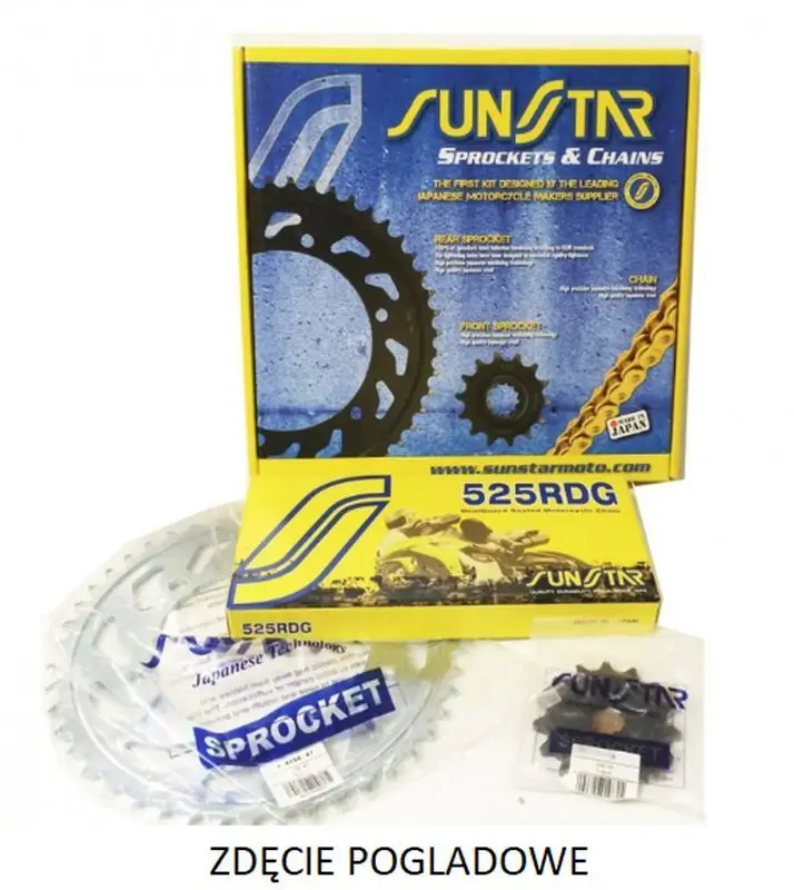 Aktuální SUNSTAR řetězová sada APRILIA RSV 1000/R 98-03, TUONO 1000 02-05 PLUS zlatá (17/42/108) (DO 1100CC) (SUN42217/SUN1-4430-42/SS525RTG1-108G) - MADE IN JAPAN - speciální nabídka