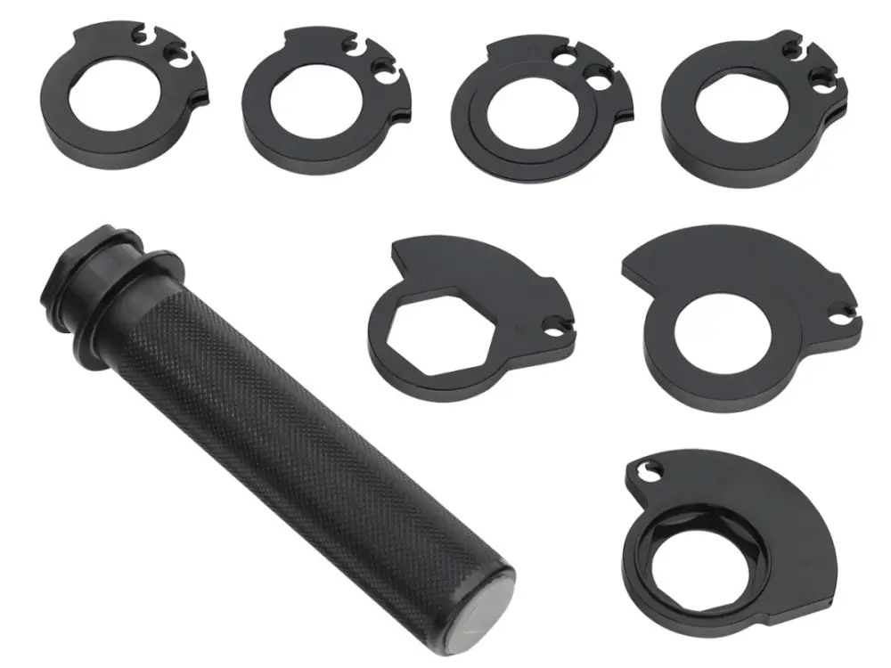 Sleva PSYCHIC plynová rukojeť hliníková se 7 adaptéry HONDA CR 125/250 89-07, CRF 250R 04-20, RX 19-20, KTM SX/EXC 2T 98-20, SXF/EXCF 4T 02-20, KAWASAKI KXF 250 04-20, KXF 450 06-20, BETA 250/300RR 13-19