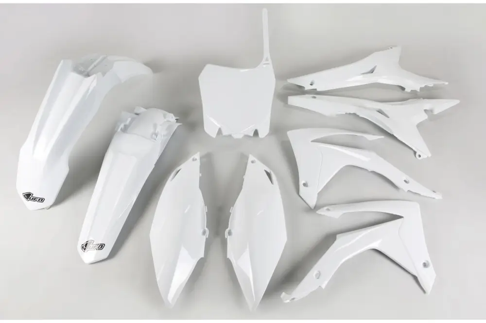 Cenový Hit UFO kompletní sada plastů HONDA CRF 250R 14-17, CRF 450R 13-16 s kryty vzduchového filtru barva bílá