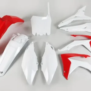 UFO kompletní sada plastů HONDA CRF 250R 14-17, CRF 450R 13-16 s kryty vzduchového filtru barva OEM (červená/bílá) Novinka