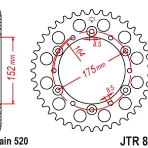 Aktuální JT řetězové kolečko zadní 856 40 hliníkové RACElité YAMAHA YZ/YZF '88-'98 (85640JTA) (řetěz 520) barva černá