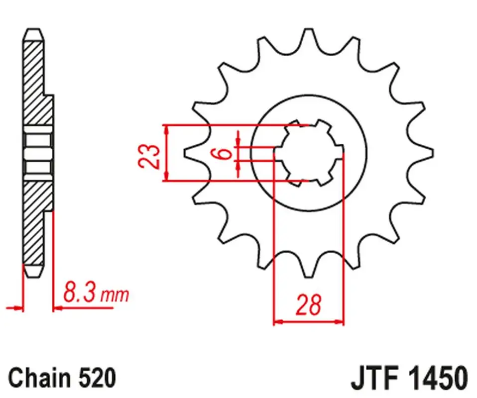 JT řetězové kolečko přední 436 14 SUZUKI LT 500 '88-92', RM 465 '81-82', RM 500 '83-84' (43614JT) Must-Have