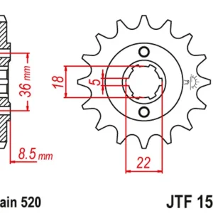 Značkový JT řetězové kolečko přední 2052 14 YAMAHA XT 250 TL (JAPAN) '83-84' SRX 250 '87' (205214JT) na objednávku