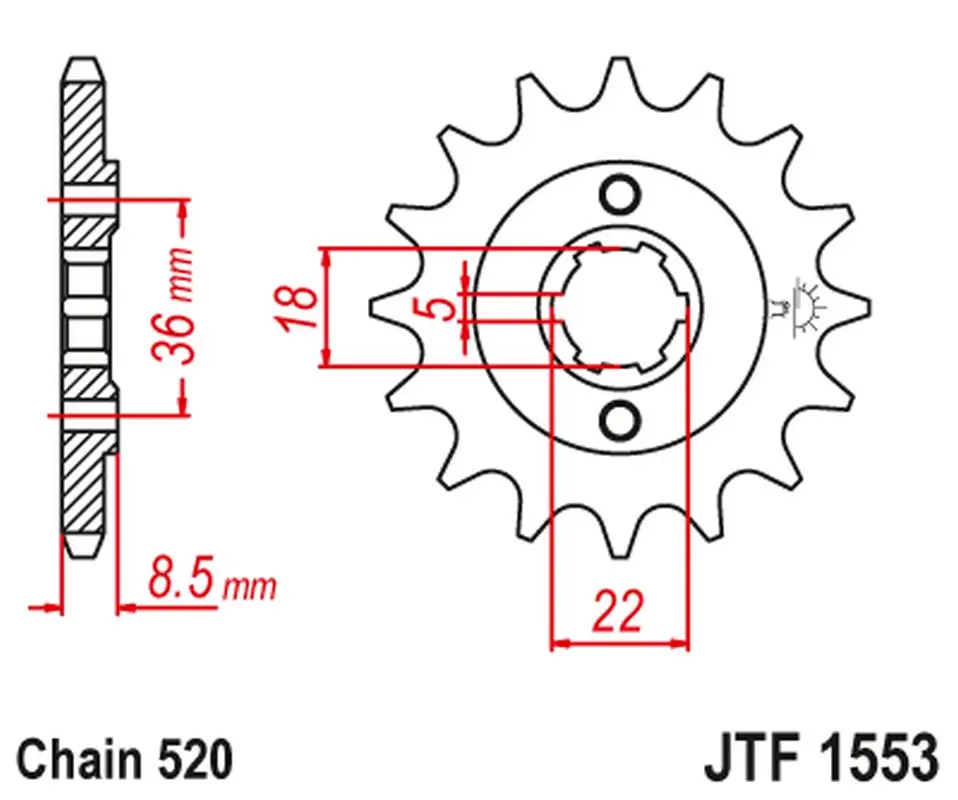 Značkový JT řetězové kolečko přední 2052 14 YAMAHA XT 250 TL (JAPAN) '83-84' SRX 250 '87' (205214JT) na objednávku