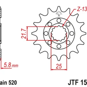 JT řetězové kolečko přední 2141 13 KAWASAKI KXF 450 '06-20' KLX 450 '08-20' (214113JT) Zlevněný