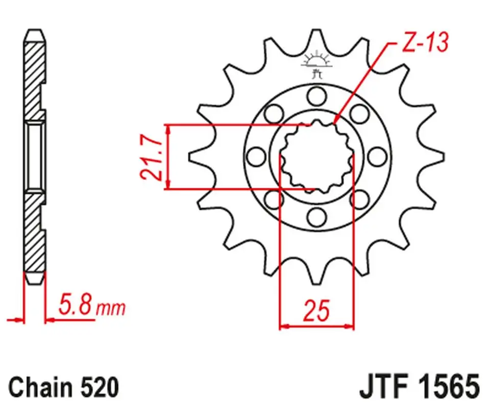 JT řetězové kolečko přední 2141 13 KAWASAKI KXF 450 '06-20' KLX 450 '08-20' (214113JT) Zlevněný