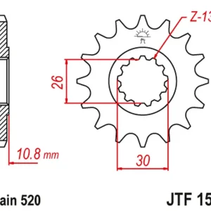 JT řetězové kolečko přední 579M 16 YAMAHA YZF R1 '98-21', FZ-1 '10-15' (579M16JT) konverze Cenová Bomba