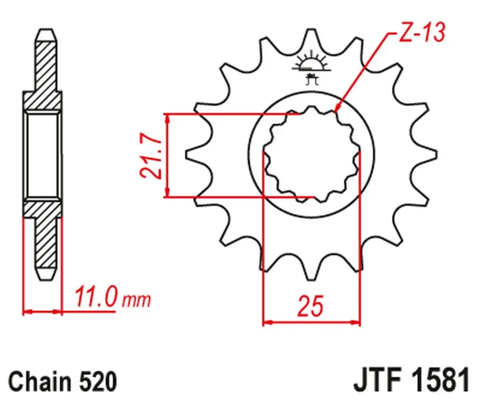 JT řetězové kolečko přední 566M 17 YAMAHA YZF R6 '99-20',FZ6 '04-09' (566M17JT) (řetěz 520) konverze Sezónní Sleva