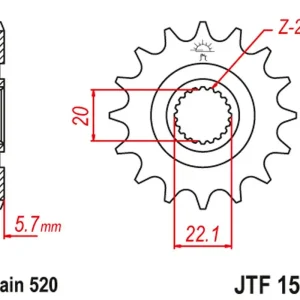 JT řetězové kolečko přední 2103 14 YAMAHA YZF 250 '01-'25, WR 250F '01-'25 (210314JT) (řetěz 520) Sleva