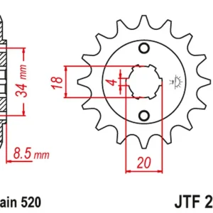 Autentický JT řetězové kolečko přední 2046 12 HONDA CA 125 '95-01', CB/CBX/CM/CMX 250 '83-16' (204612JT) (řetěz 520)