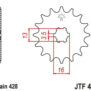 JT řetězové kolečko přední 428 15 SUZUKI DR-Z 50 '19-21', DR-Z 70 '08-18', DS/JR/RM/RG/GT/TS 80 '77-03' (42815JT) Nejprodávanější