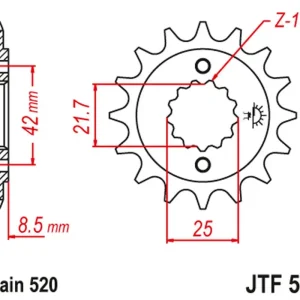 JT řetězové kolečko přední 525 14 KAWASAKI ZXR 400, KLE 500 '91-'96, GPZ 500S (52514JT) Akce