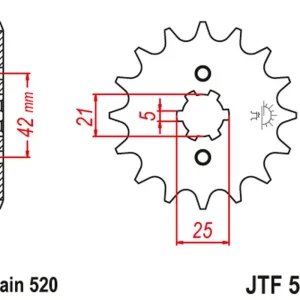 Tovární Cena JT řetězové kolo přední 569 11 YAMAHA YFM 125 GRIZZLY '04-'12, YZ 250 '77-'98, KAWASAKI KX 250 '87-'98 (56911JT)
