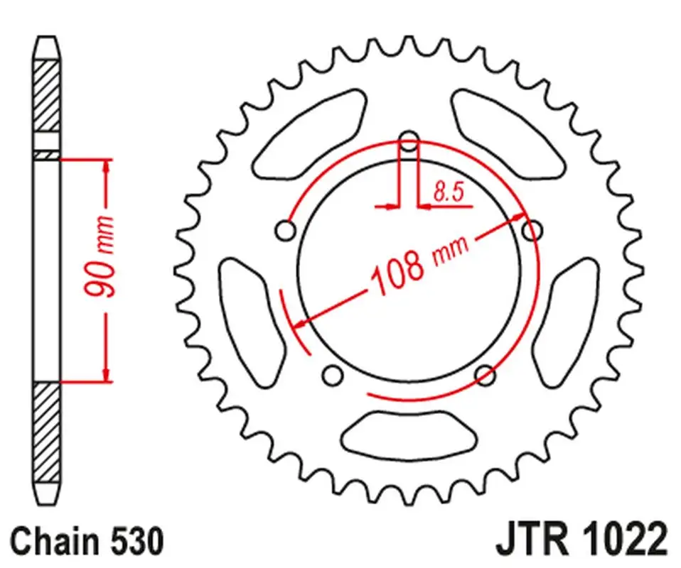 Vrácení Zdarma JT rozeta 1022 42 DUCATI 500 DESMO/SL '79-84', 750 F1 '85-88', 900 S2 '83-85', CAGIVA 350/650 ALAZZURRA SPORTS '85-88' (102242JT)