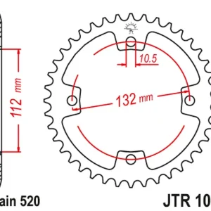 Autentický JT řetězové kolo zadní 4485 38 (448538) KYMCO KXR, KXU, MAXXER, MXU 250/300 '02-'15 (řetěz 520)