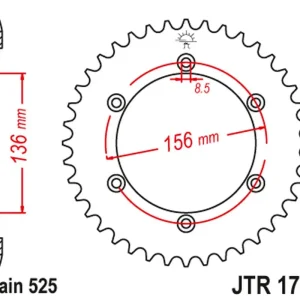 Cenový Hit JT zadní řetězové kolečko 4365 42 SUZUKI DR 650 SE '96-'12 (436542JT) (řetěz 525)