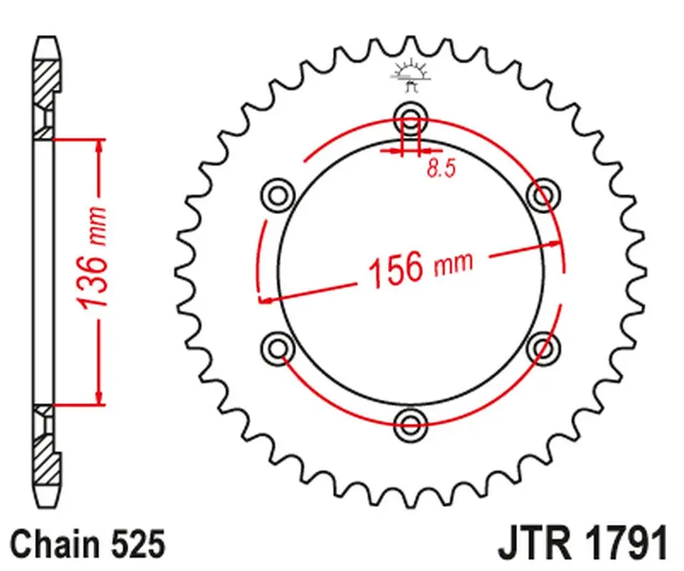 Cenový Hit JT zadní řetězové kolečko 4365 42 SUZUKI DR 650 SE '96-'12 (436542JT) (řetěz 525)