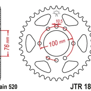 Bezpečná Platba JT zadní řetězové kolečko 823 38 SUZUKI VL 250 INTRUDER LC '00-04'; LT 250/300 '86-89'; GN 400 '80-82'; LT 500 '88-92',DR 500 '81-83', DR 750 '88' (SR41B) (82338JT) (řetěz 520)