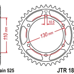 Značkový JT zadní řetězové kolečko 4385 45 SUZUKI GSXR 750 '11-'19, YAMAHA MT-09 '14-'20, R6 '06'-20 (438545JT) (řetěz 525) černé (ORIG)