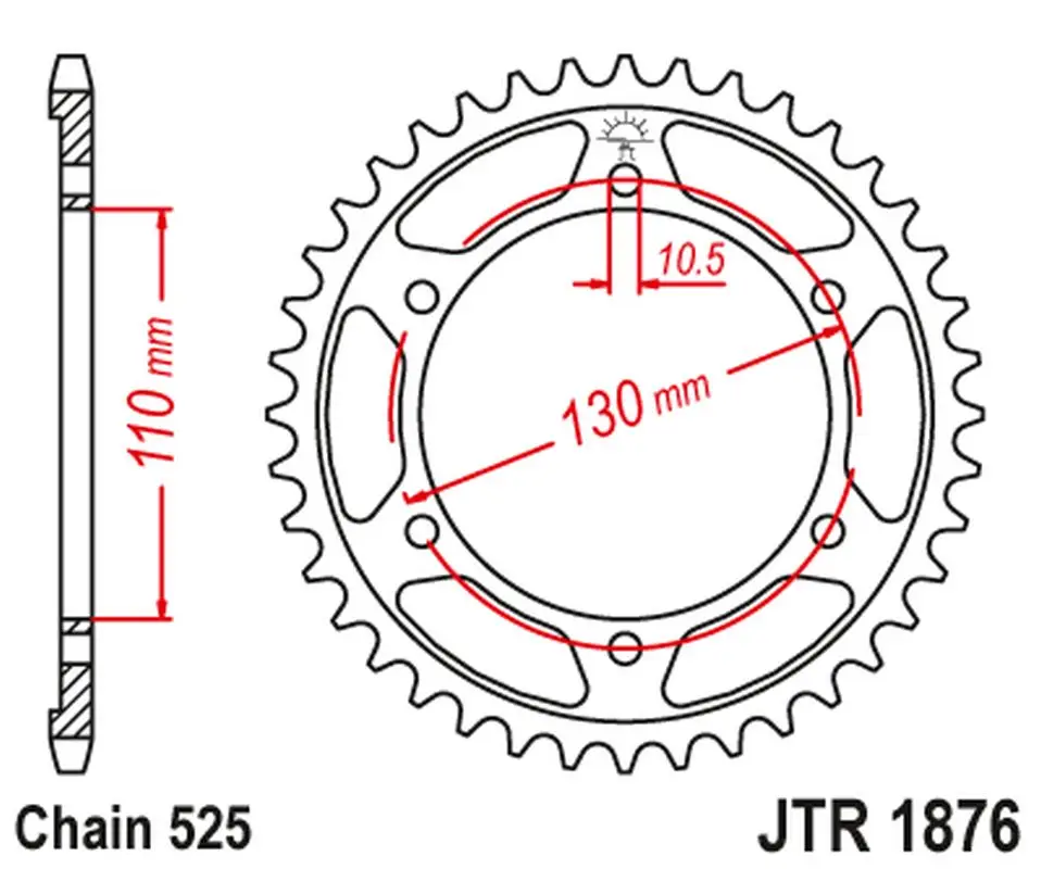 Značkový JT zadní řetězové kolečko 4385 45 SUZUKI GSXR 750 '11-'19, YAMAHA MT-09 '14-'20, R6 '06'-20 (438545JT) (řetěz 525) černé (ORIG)