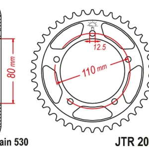 Víkendová Akce JT zadní řetězové kolečko 334 40 TRIUMPH 750/900/955/1000/1200 TROPHY/DAYTONA/SPRINT/TIGER/TRIDENT '91-03' (33440JT) (řetěz 530)