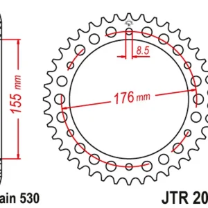 Vysoce Kvalitní JT zadní řetězové kolečko 4392 42 TRIUMPH 955/1050 (439242JT) (řetěz 530) černé