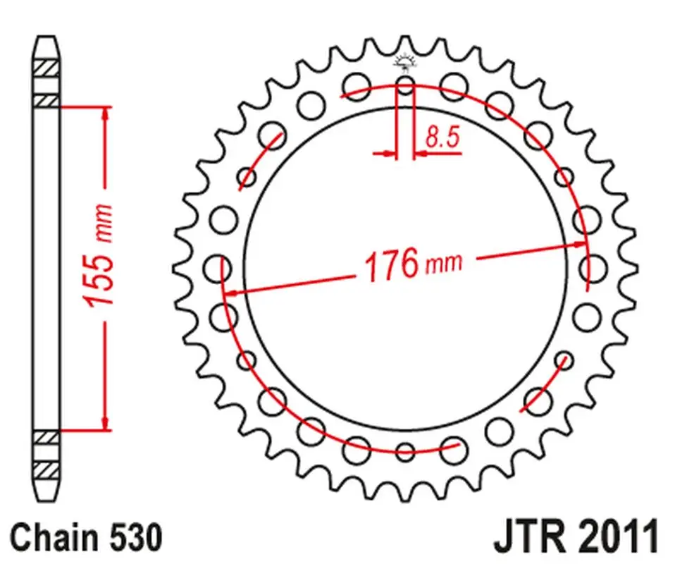 Vysoce Kvalitní JT zadní řetězové kolečko 4392 42 TRIUMPH 955/1050 (439242JT) (řetěz 530) černé