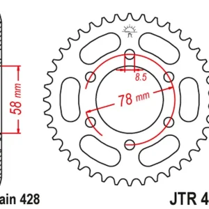 Jen Po Omezenou Doba JT zadní řetězové kolečko 826 40 KAWASAKI KH 100 '93-94', KH 125 '83-94' (6 otvorů) (82640JT) (řetěz 428)