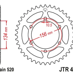Horká Nabídka JT zadní řetězové kolečko 508 41 KAWASAKI KR 250 '89-92' (50841JT) (řetěz 520)