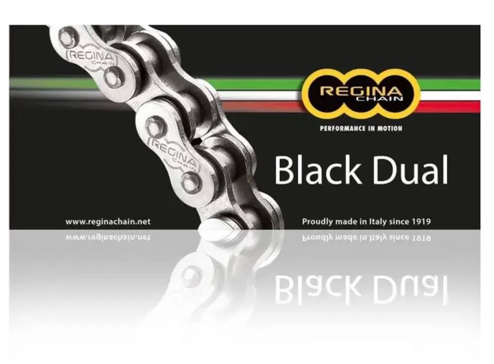 Autentický REGINA hnací řetěz 525ZRA (112 článků) Z-RING DUAL do 800 ccm černý nýtovací spojka (137ZRA/1007)