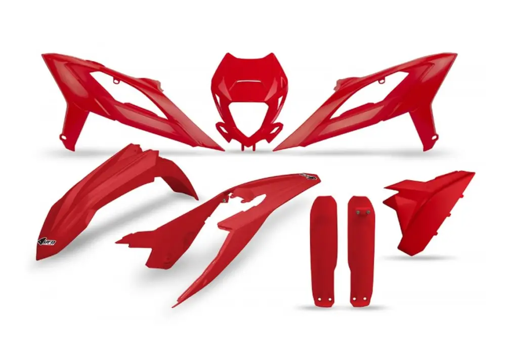UFO kompletní sada plastů (FULL KIT) s kryty tlumičů BETA RR 125 / 250 / 300 / 350 / 400 / 450 23-24 barva červená Bezpečná Platba