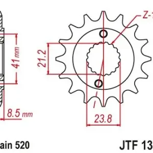 Značkový GROSSKOPF řetězové kolo přední 2071 13 HONDA XR 400 96-04 (JTF1322.13)