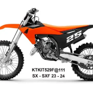 Výhodná Nabídka UFO kompletní sada plastů (FULL KIT) s kryty tlumičů KTM SX 125 / 250 / 300 TBI 23-24, SX-F 250 / 350 / 450 23-24 barva oranžová / černá / bílá