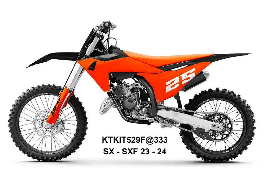 UFO kompletní sada plastů (FULL KIT) s kryty tlumičů KTM SX 125 / 250 / 300 TBI 23-24, SX-F 250 / 350 / 450 23-24 barva oranžová / černá Ihned K Objednání
