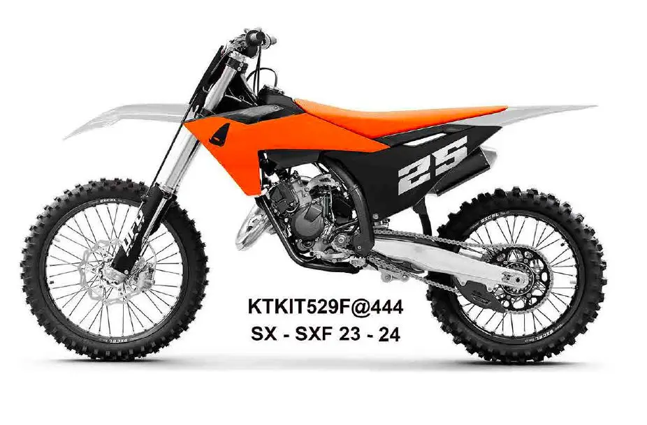 UFO kompletní sada plastů (FULL KIT) s kryty tlumičů KTM SX 125 / 250 / 300 TBI 23-24, SX-F 250 / 350 / 450 23-24 barva černá / oranžová / bílá Zlevněný