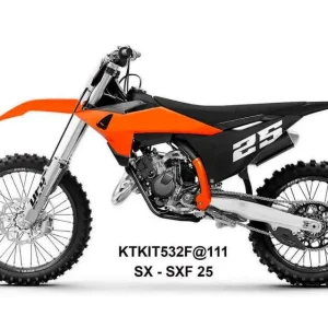 UFO kompletní sada plastů (FULL KIT) s kryty tlumičů KTM SX 125 / 150 / 250 / 300 25-26, SXF (SX-F) 250 / 350 / 450 25-26 barva oranžová / černá / bílá Víkendová Akce