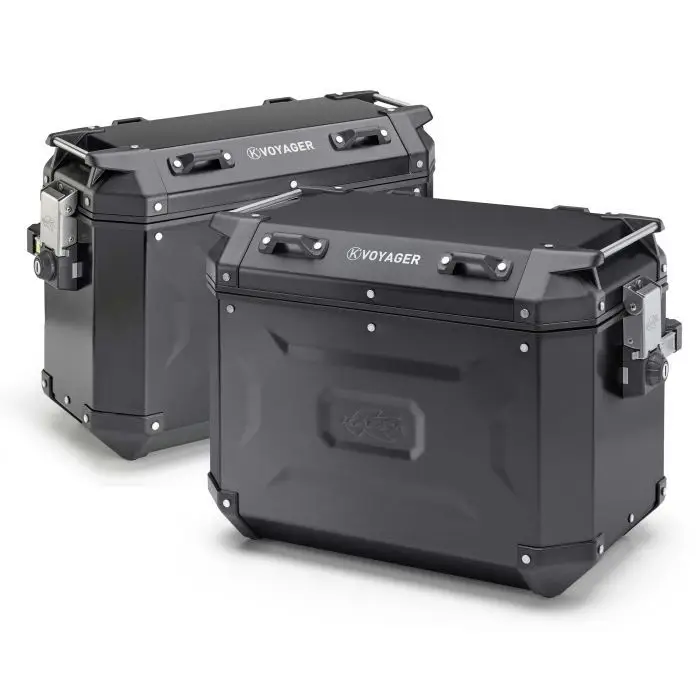 KAPPA boční kufry 37L pravý a 48L levý MONOKEY CAM SIDE KVG48B KVG37B KVOYAGER hliníkové barva černá anodizovaný BLACK LINE Nízká Cena