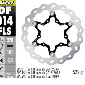 Nová Kolekce GALFER přední brzdový kotouč HONDA CR 125R/250R 95-07, CR 500 95-00, CRF 250R/450R 02- WAVE (270X101X3mm) (OVERSIZE 270)