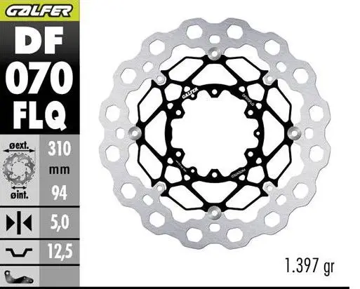 Nakupujte Hned GALFER přední brzdový kotouč HONDA CBR 600 RR 03-17; CBR 1000 RR 04-05; CB 1000 R 08-17; CB 1300 F/S 05-; CTX 1300 C 14- (CUBIQ FLOATING) (310X940X5mm)