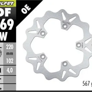 GALFER brzdový kotouč zadní APRILIA RS 125/250/457/660 92-24; RSV 1000 MILLE 98-00; RSV 1000 TUONO 02-; (WAVE FIXED) (220X102X5mm) Originální