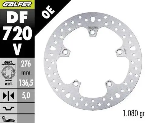 Expresní Doručení GALFER brzdový kotouč zadní BMW R 1200GS ADVENTURE 13-; R 1200GS/R/RS/RT 13-; 1250GS ADVENTURE 19-; R1250 GS/R/RS/RT 19 (ROUND DISC) (276X136,5X5mm)