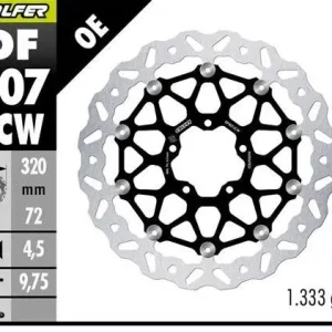 Speciální Cena GALFER přední brzdový kotouč DUCATI DIAVEL 1200 11-; HYPERMOTARD 939/950 13-; MONSTER 796/797/821/1200 10-; MULTISTRADA 937/950/1200 10-; X DIAVEL 1260 19- (WAVE FLOATING) (320X72X4,5mm)