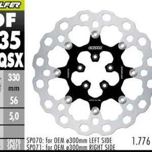 GALFER přední brzdový kotouč HARLEY-DAVIDSON (330X56X5) plovoucí (CUBIQ) (SUPER OVERSIZE) (vyžaduje SP070; SP071) Expresní Doručení
