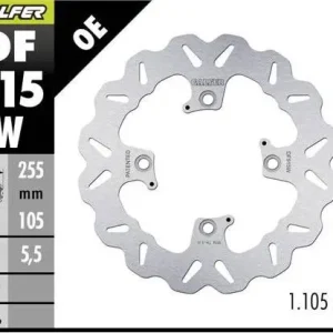 GALFER brzdový kotouč zadní TRIUMPH BONNEVILLE 04-25; SCRAMBLER 04-24; TIGER 800 11-20; TIGER 850 24-25; TIGER 1050 07- (255X105X5,5) Cenový Hit