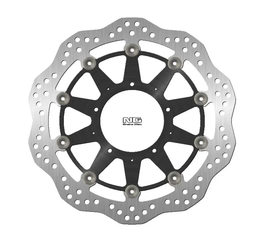Vysoce Kvalitní NG přední brzdový kotouč HONDA VFR800F/VFR800X 19-20 (verze bez ABS) (310X94X4,5mm) (5X6,5mm) WAVE plovoucí (střed hliníkový) - výstavní - stopy po šroubech