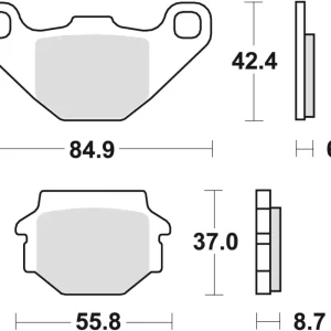 Autentický TRW ZF brzdové destičky KH67/2 organické APRILIA PEGASO 125 90-91, KYMCO JIVE 50 04-06, LONCIN CONQUEROR 200 05-, zadní