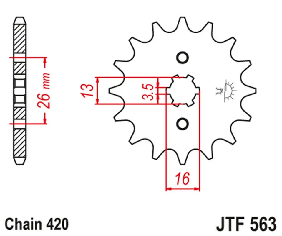 JT řetězové kolo přední 415 13 SUZUKI TS 50, YAMAHA DT 50MX (41513JT) Ihned K Objednání