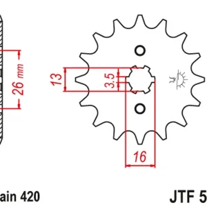 JT řetězové kolo přední 415 17 SUZUKI TS 50, YAMAHA DT 50MX (41517JT) Nejprodávanější