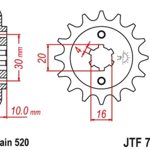 Tovární Cena JT řetězové kolo přední 720 14 CAGIVA 125 W8/FRECCIA/PLANET/MITO/RAPROR '85-10' (72014JT)